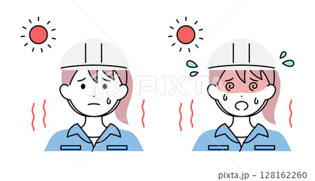 熱中症 女性 作業員 工事現場 夏 イラスト素材 ベクター 熱中症 女性 作業員 工事現場 夏 イラスト素材 ベクター 128162260