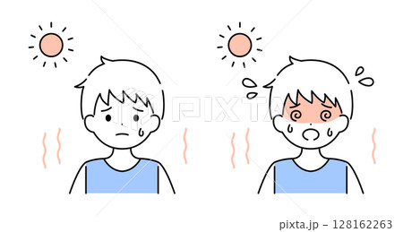 熱中症 男の子 男児 夏 イラスト素材 ベクター 熱中症 男の子 男児 夏 イラスト素材 ベクター 128162263