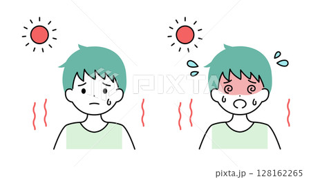 熱中症 男の子 男児 夏 イラスト素材 ベクター 128162265