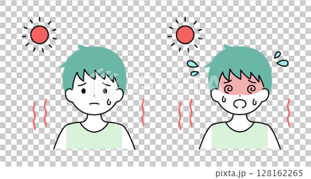 熱中症 男の子 男児 夏 イラスト素材 ベクター 128162265
