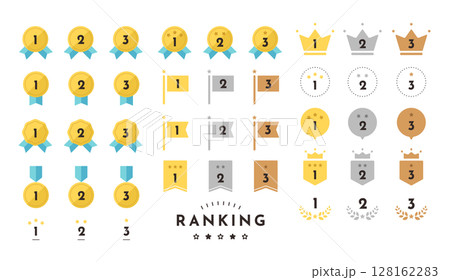 ランキングアイコン ベスト3 シンプル ベクター素材 128162283