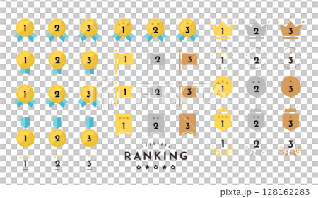 ランキングアイコン ベスト3 シンプル ベクター素材 128162283