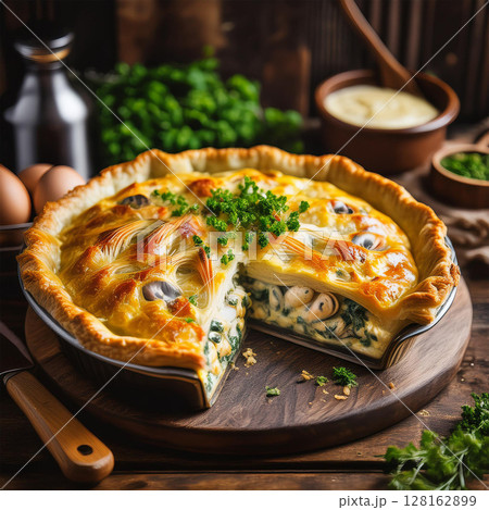 Rustic Seafood Pie Freshly Baked Delight 128162899