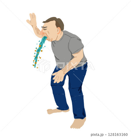 嘔吐している中年男性のイラスト(吐き気/消化器症状/看護素材) 嘔吐している中年男性のイラスト(吐き気/消化器症状/看護素材) 128163160