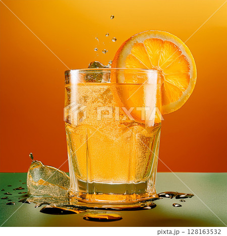 Iced Citrus Drink Refreshing Summer Vibes 128163532