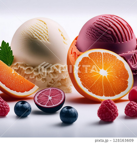 Colorful Ice Cream and Fruit Delight 128163609