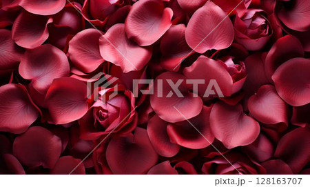 Red beautiful passionate fresh rose petals, love romantic valentine's day flowers texture background 128163707