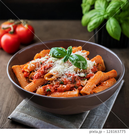 Delicious Rigatoni Pasta Bowl with Basil Delicious Rigatoni Pasta Bowl with Basil 128163775