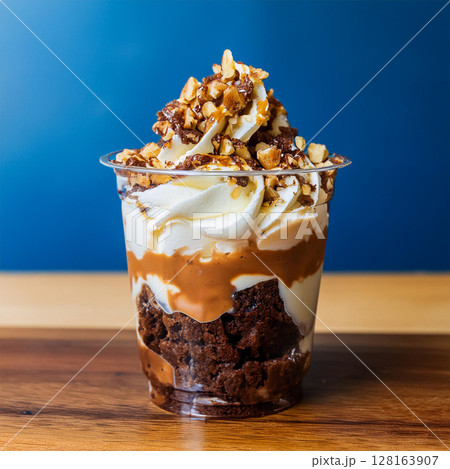 Indulgent Layered Sundae in Clear Cup 128163907