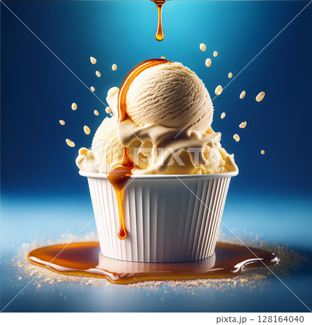 Overflowing Vanilla Ice Cream Delight 128164040