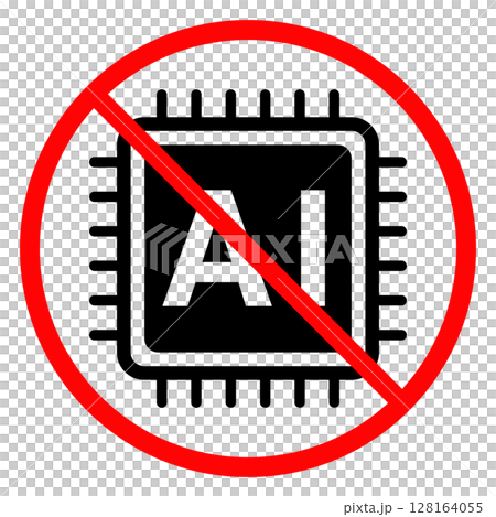 Prohibited icon for generating AI Prohibited icon for generating AI 128164055
