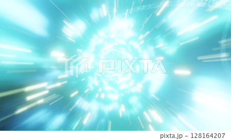 ものすごいスピードで駆け抜ける光の軌跡　カラフルな光の背景 128164207