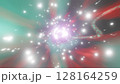 ものすごいスピードで駆け抜ける光の軌跡　カラフルな光の背景 128164259