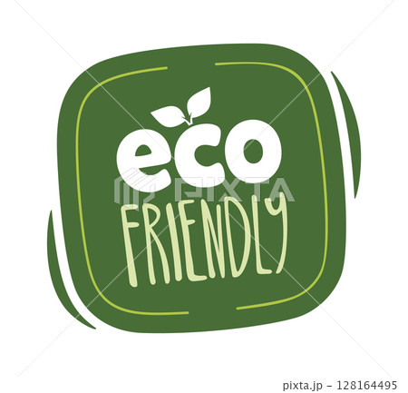 Eco-friendly product quality label cartoon 128164495