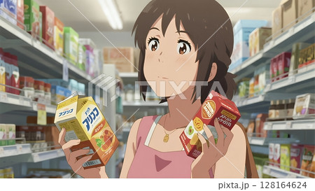 スーパーマーケットで買い物をする女性 128164624
