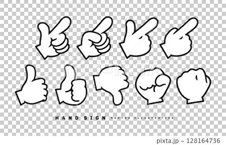 ハンドサイン アイコンセット いいね グッド ナイス バッド チェック ポイント パンチ 手 128164736