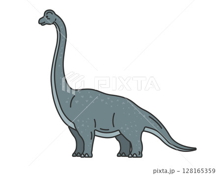恐竜のプラキオサウルス（線画カラー）のイラスト 128165359
