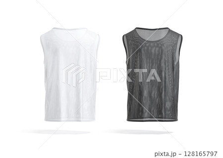 Blank black and white football team practice vest mockup, isolated 128165797