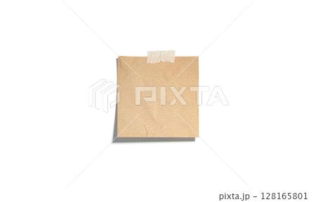 Blank craft taped paper note mockup, isolated, depth of field Blank craft taped paper note mockup, isolated, depth of field 128165801