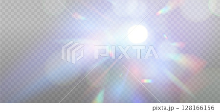 Cool Rainbow reflection light prism effect on light background. Hologram glass dispersion, crystal flare leak shadow overlay. Vector illustration 128166156