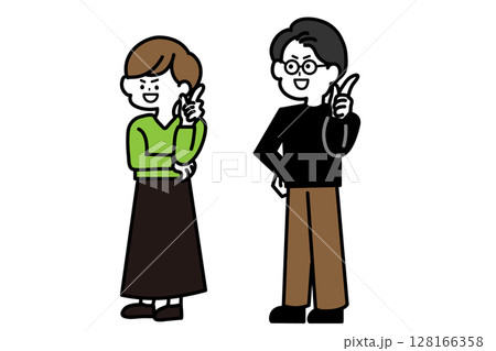 ナイスアイデアを思いついた男女のイラスト 128166358