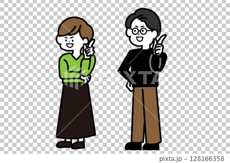 Illustration of a man and woman who came up with a nice idea 128166358