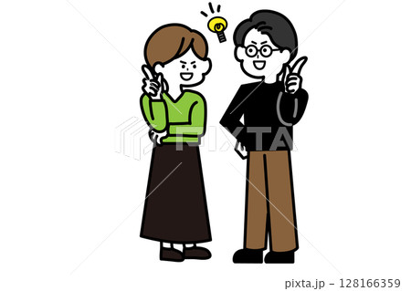 ナイスアイデアを提案する男女のイラスト 128166359