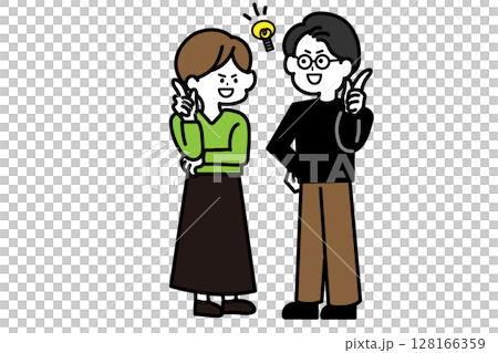 ナイスアイデアを提案する男女のイラスト 128166359