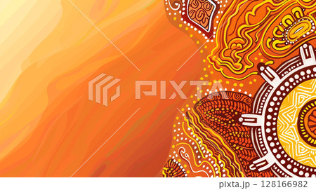 Australian native patterns, International Day of the World's Indigenous Peoples, banner copy space 128166982