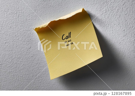 Reminder note on wall to call at act not 10 Reminder note on wall to call at act not 10 128167895