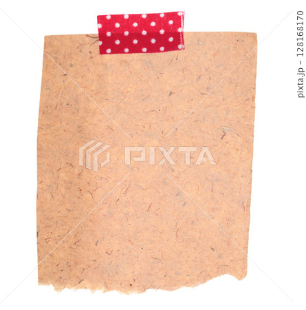 Blank old blank paper attached by adhesive tape, isolated on transparent background. Vintage blank paper concept 128168170