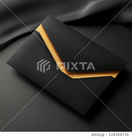 Minimalist VIP Invitation Banner with Gold Text on Black Background 128168718