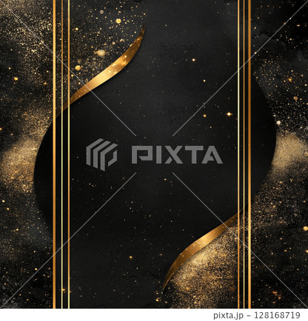 Minimalist VIP Invitation Banner with Gold Text on Black Background 128168719