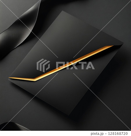 Minimalist VIP Invitation Banner with Gold Text on Black Background 128168720