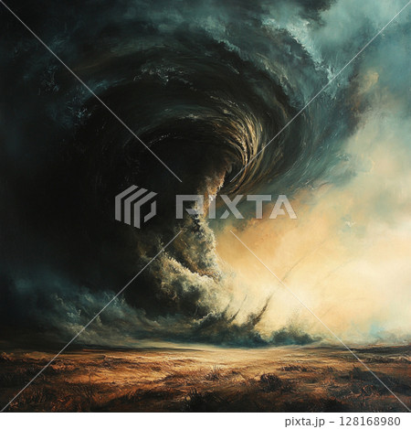 Powerful Tornado Sweeping Through Rural Field Powerful Tornado Sweeping Through Rural Field 128168980