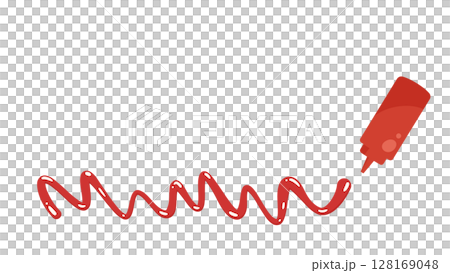 Illustration of drawing zigzag lines with ketchup_16:9 128169048