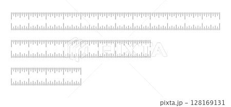 Measuring chart with 4, 8, 12 inches. Set of ruler scales. Black sewing thin tools patterns. Length measurement math, distance, height ruler. 128169131