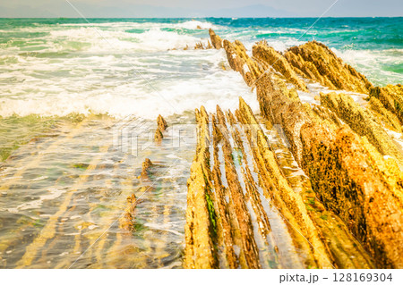 Zumaia coast, Pais Vasco Spain Zumaia coast, Pais Vasco Spain 128169304