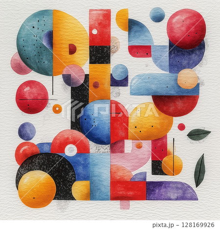 Colorful abstract shapes and patterns in vibrant hues 128169926