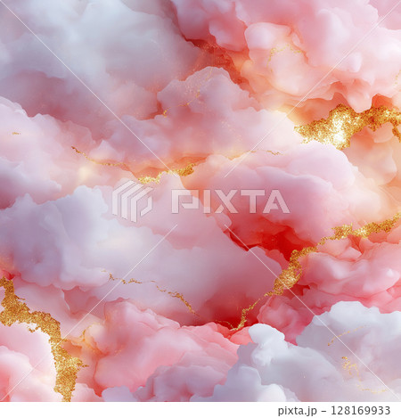 Soft pink and white abstract clouds with golden accents Soft pink and white abstract clouds with golden accents 128169933