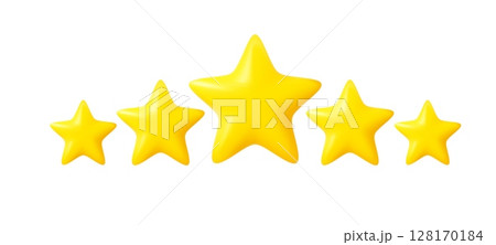 3d Five yellow stars for rating and review 128170184