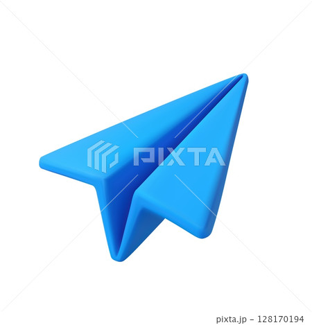 3d Blue paper airplane icon 128170194