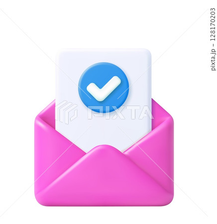 Envelope pink with paper documents icon. 128170203