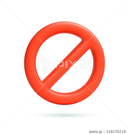 3D Forbidden sign with red crossed circle. 3D Forbidden sign with red crossed circle. 128170219