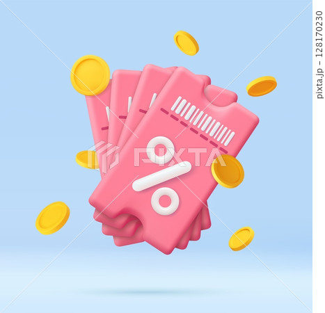 Voucher card cash back template design with coupon code promotion 128170230