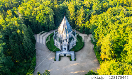 Nestled in lush greenery, the Schwarzenberg Tomb in Domanin, Czechia, offers a peaceful retreat 128170445