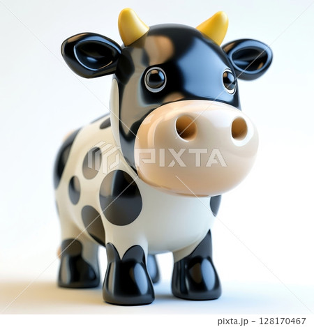 Adorable Cartoon Cow Standing on White Background Adorable Cartoon Cow Standing on White Background 128170467