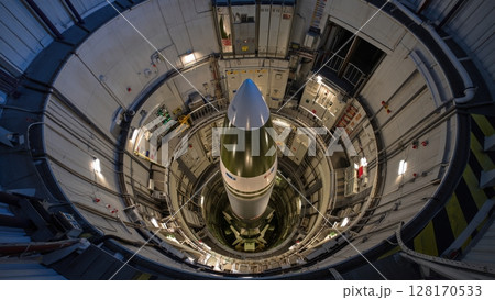 Minuteman III intercontinental ballistic missile inside silo 128170533