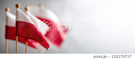 Polish Flags Showcased in a Thoughtfully Minimalistic Setting for Enhanced Aesthetic Appeal 128170717