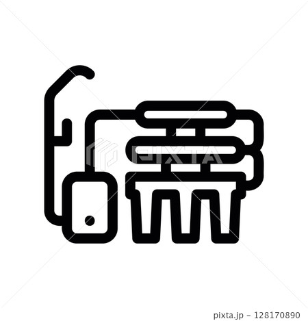 Reverse osmosis water purification system with tank, line art icon 128170890